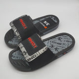 NEW AND1 BOYS SLIDE SANDALS SHOES SIZE 3-4 BLACK CROSSOVER ADJUST STRAP SPORTS