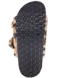 Secret Treasures Women's Luxe Faux Fur Two Band Slide Slippers Leopard