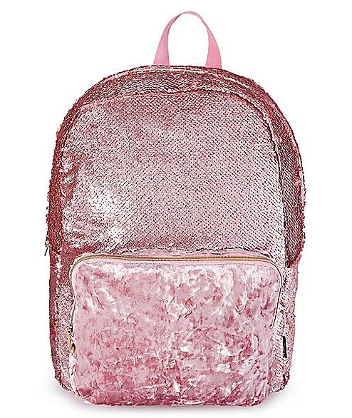 Style.Lab Fashion Angels Backpack-Pink Glitter/Velvet Pocket Magic Sequin Back Pack