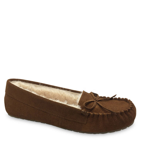 Women's Secret Treasures Plush Lined Suede Moccasin Slipper  Size 9-10
