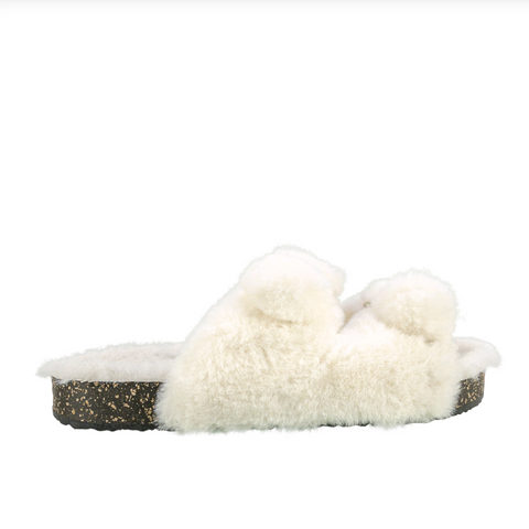 Secret Treasures Women's Luxe Faux Fur Two Band Slide Slippers